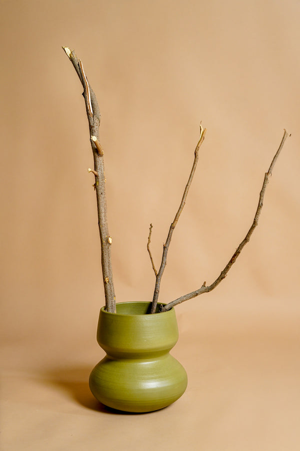 Sage Blossom Large Green Vase
